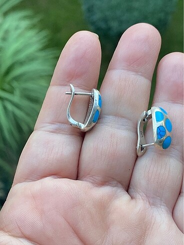 925 ayar Firuze gümüş küpe - Görsel 4