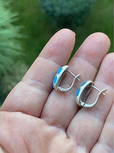 925 ayar Firuze gümüş küpe - Görsel 5