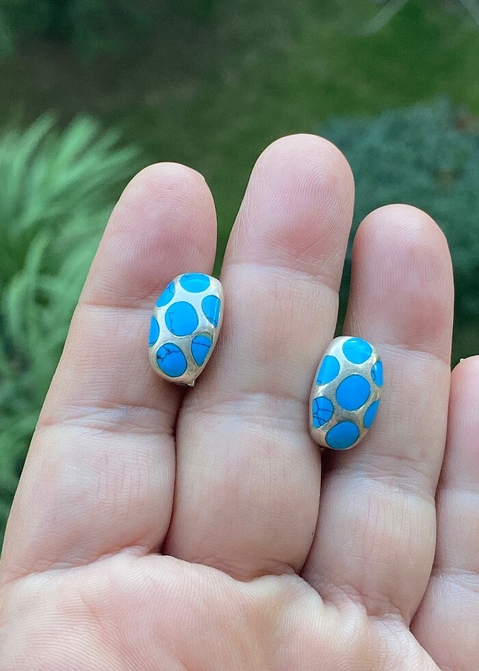 925 ayar Firuze gümüş küpe - Görsel 2