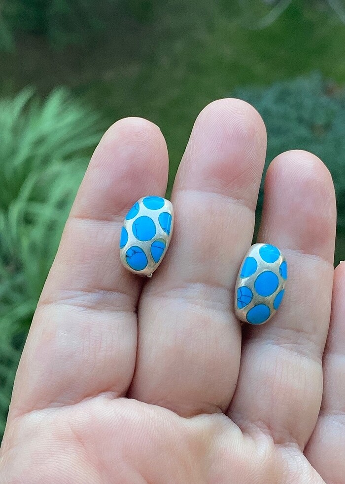 925 ayar Firuze gümüş küpe - Görsel 3