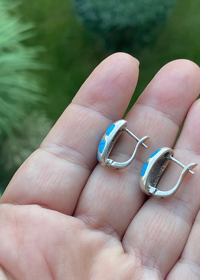 925 ayar Firuze gümüş küpe - Görsel 5