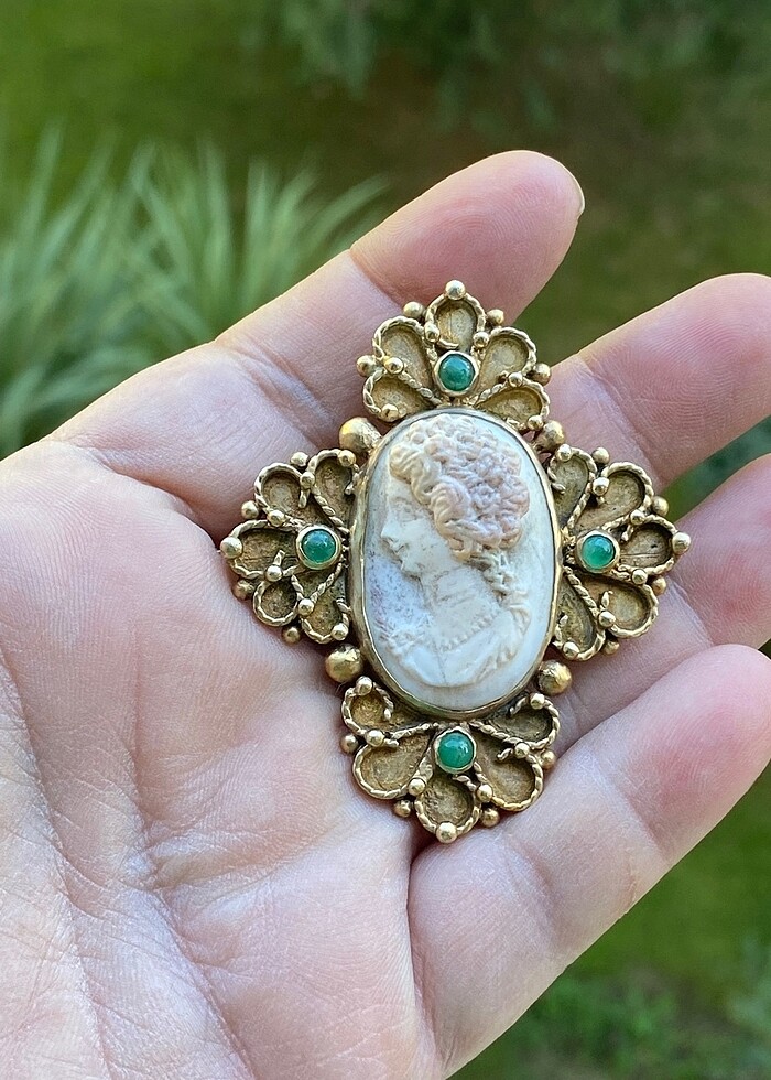 925 ayar altın rodajlı cameo - Görsel 3