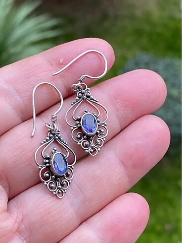 925 ayar ametist küpe - Görsel 2