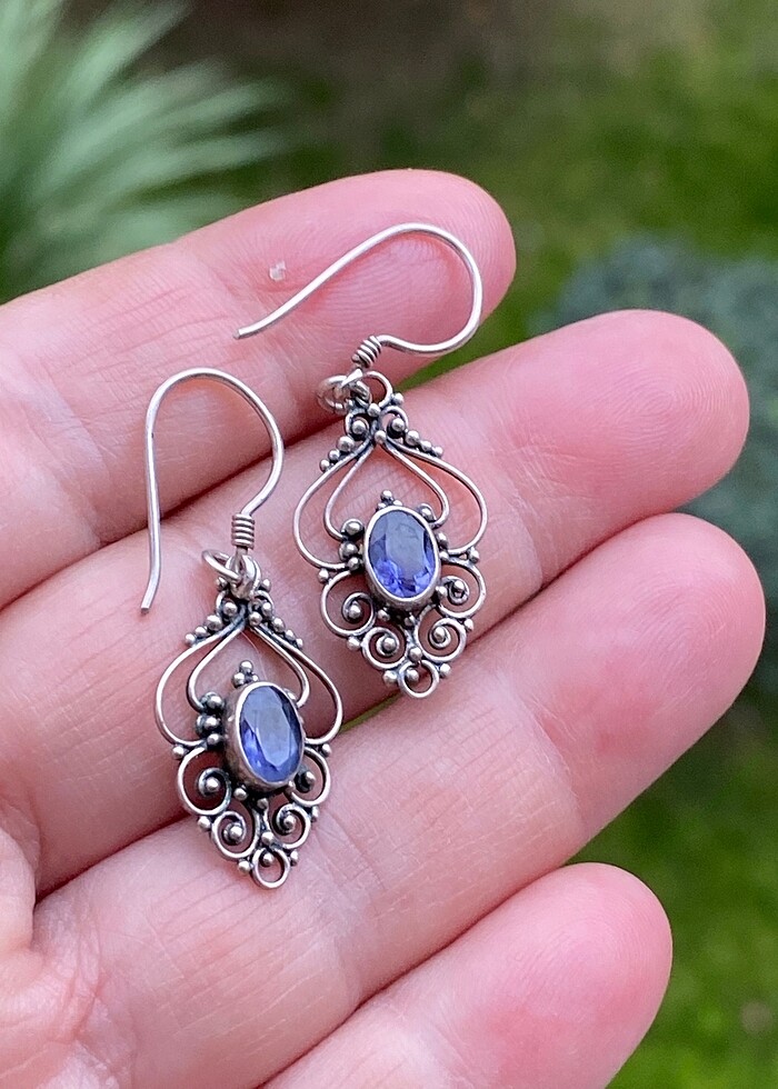 925 ayar ametist küpe - Görsel 2