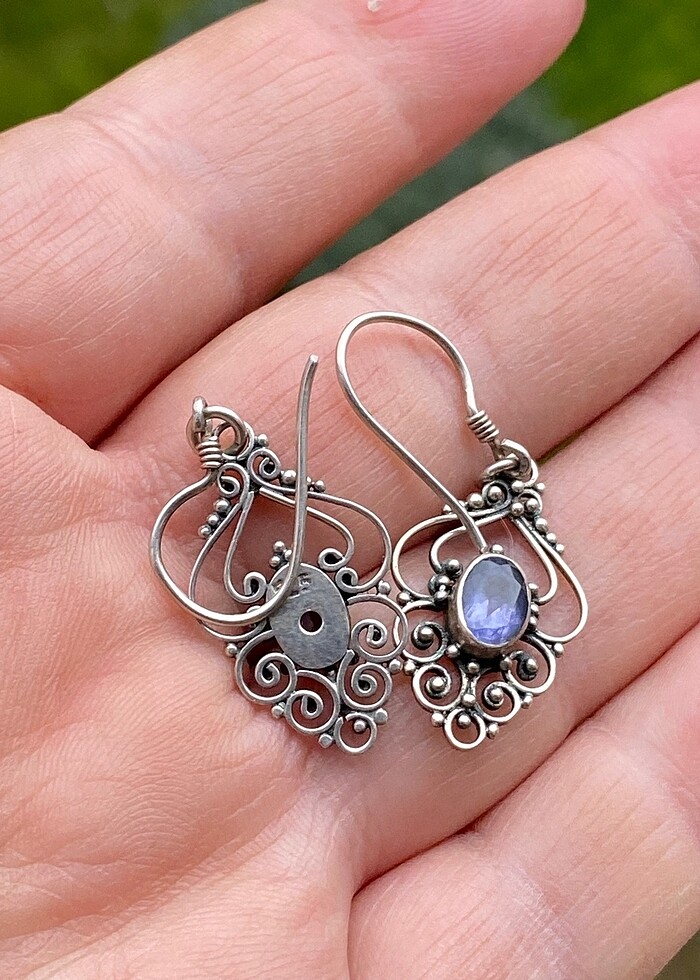 925 ayar ametist küpe - Görsel 5