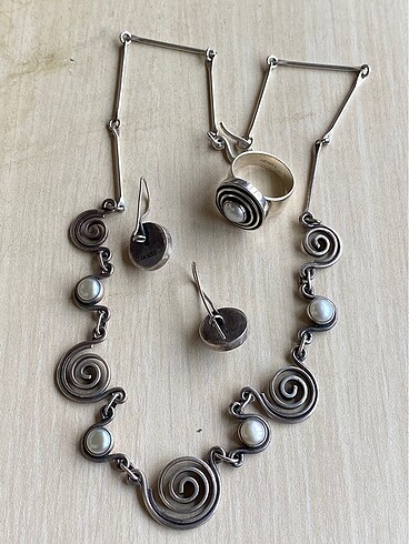 Beden 925 ayar incili gümüş set