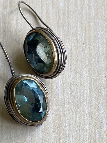 Beden gri Renk 925 ayar aquamarine gümüş küpe