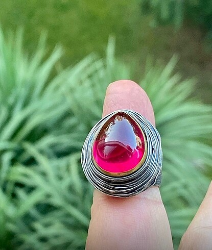 925 ayar Garnet ( lal ) taşlı gümüş yüzük