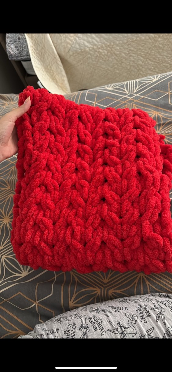 Kadın Kırmızı Örgü Yumuşak Atkı - Görsel 2