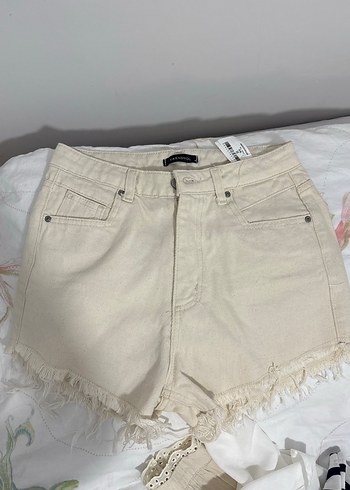 Bej Kadın Mini Denim Şort