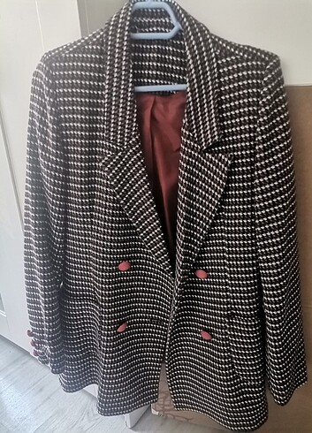 Kazayağı Desenli Blazer Ceket