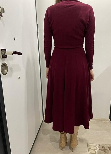 m Beden bordo Renk Elbise