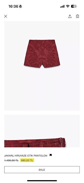 Zara Zara şort etek