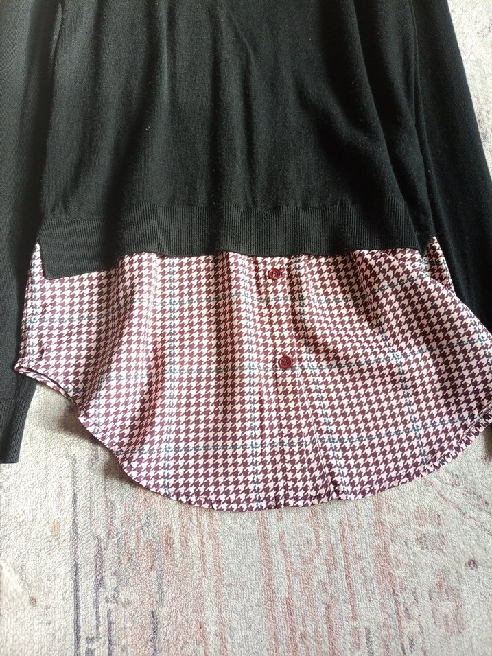 Gri-Kırmızı Gömlek kazak ipekyol - Görsel 3