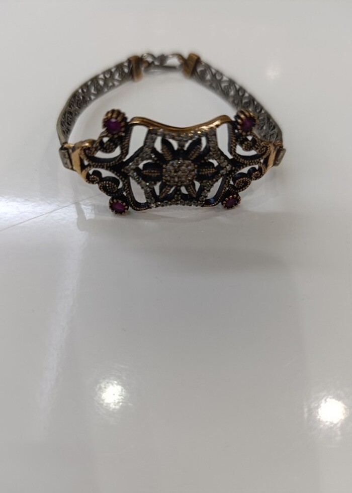 İslemeli 925 ayar gümüş bileklik  - Görsel 2