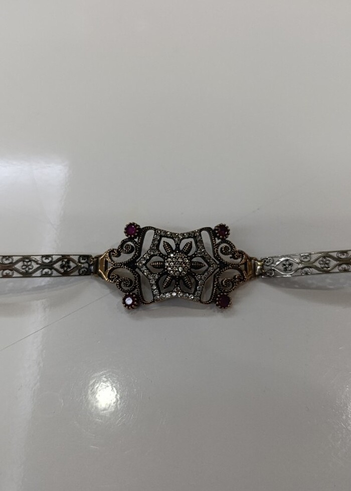 İslemeli 925 ayar gümüş bileklik  - Görsel 3