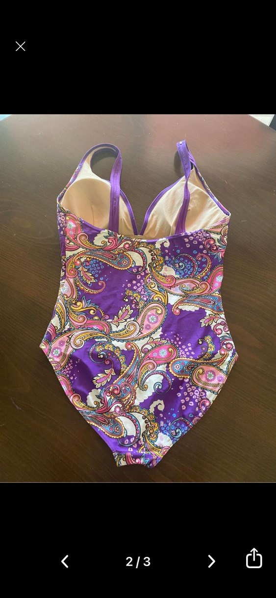 Mor Desenli Bohem Dantel Detaylı Mayo - Görsel 2