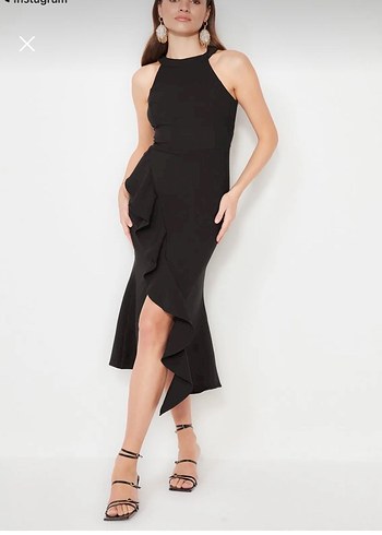 Trendyolmilla Siyah Uzun Elbise - Görsel 4