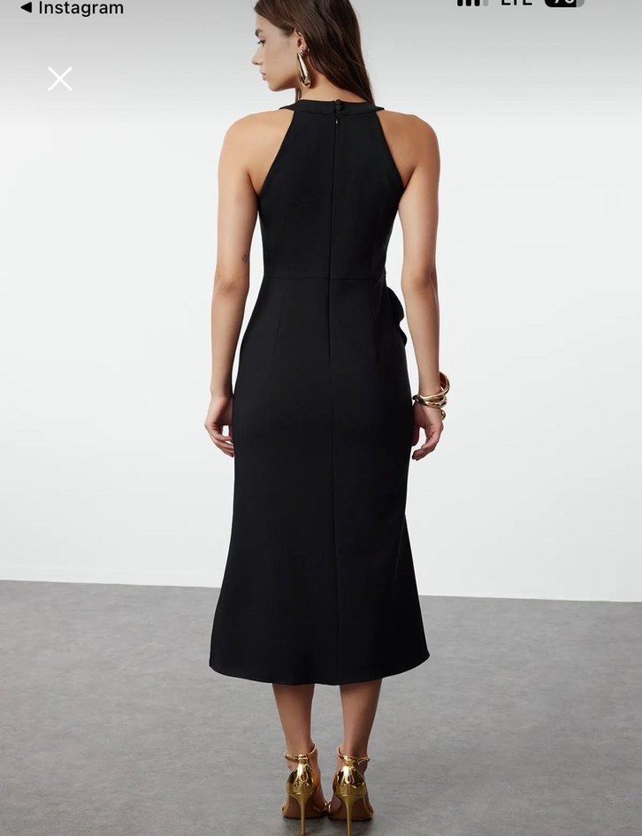 Trendyolmilla Siyah Uzun Elbise - Görsel 3