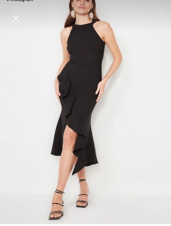 Trendyolmilla Siyah Uzun Elbise - Görsel 4