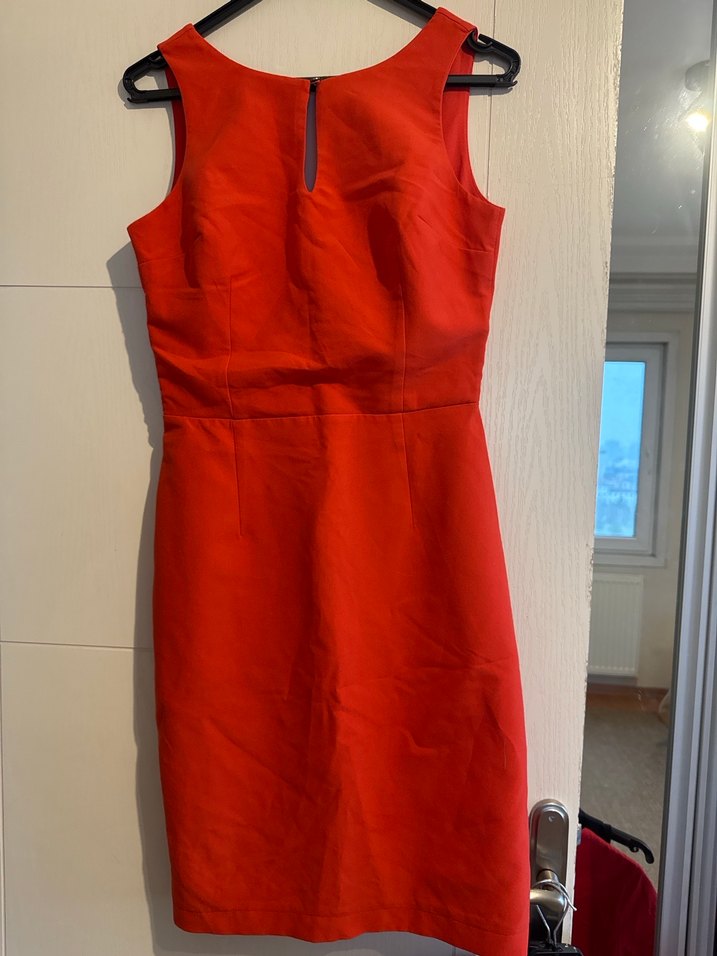 Kırmızı Mini V Yaka Elbise - Görsel 4