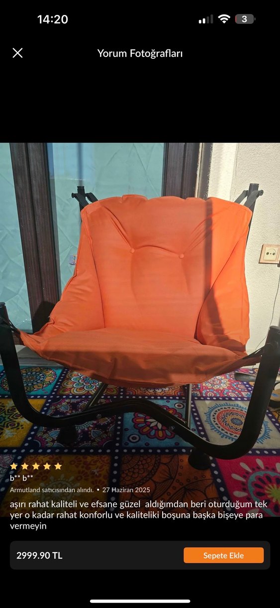 Turuncu balkon Koltuğu pufu - Görsel 3