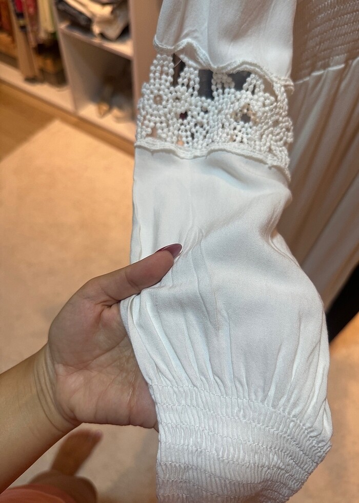 Beyaz bohem elbise - Görsel 2