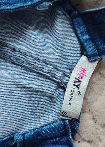 Kızlar için Mavi Denim Askılı Elbise - Görsel 4