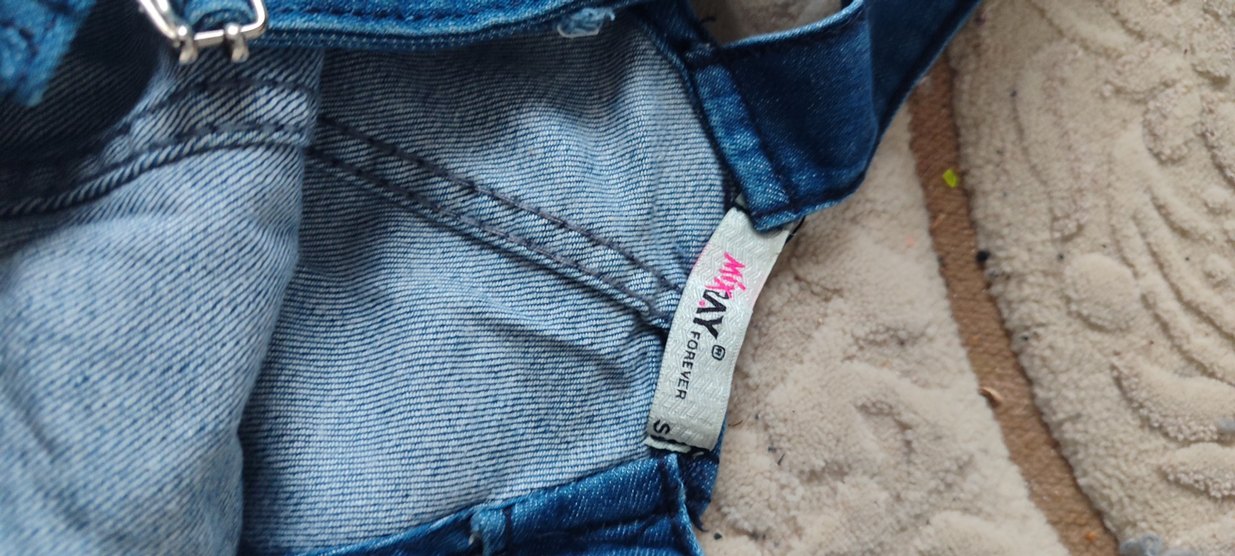 Kızlar için Mavi Denim Askılı Elbise - Görsel 4