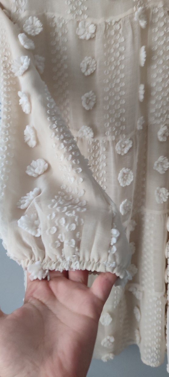 Nakışlı Bej Bohem Mini Elbise - Görsel 3