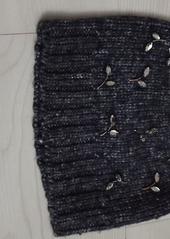 Gri Örgü Bohem Kadın Bere - Görsel 2