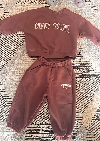 Zara Çocuk Kahverengi Rahat Eşofman Takımı - Görsel 2