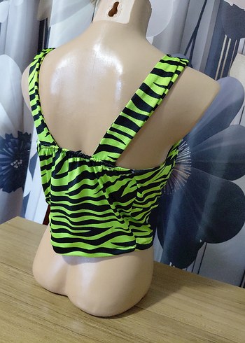 Yeşil Zebra Desenli Mini Büstiyer - Görsel 5