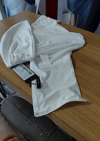 Beyaz Drapeli Straplez Mini Büstiyer - Görsel 5