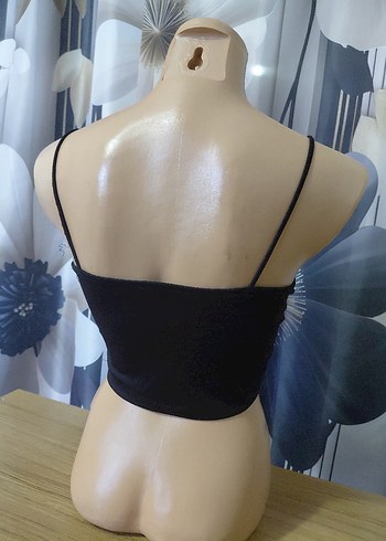 Siyah V Yaka İnce Askılı Mini Bustiyer - Görsel 5