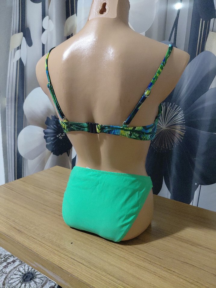 Yeşil Bağlama Desenli Mini Bikini - Görsel 3