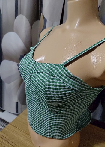 Düğmeli Yeşil Mini Büstiyer - Görsel 2