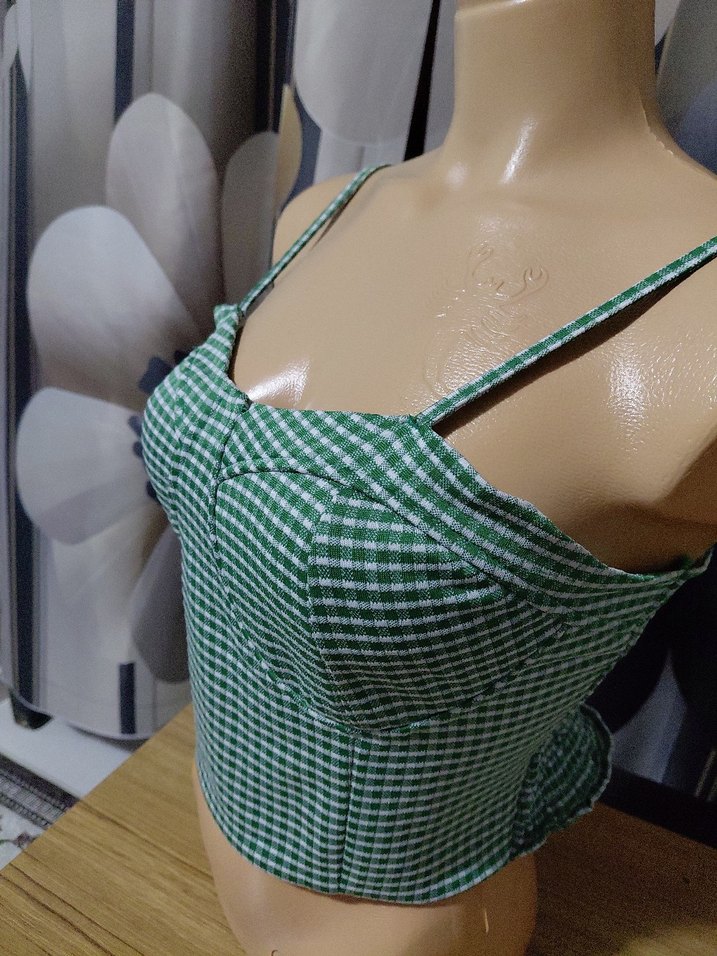 Düğmeli Yeşil Mini Büstiyer - Görsel 2