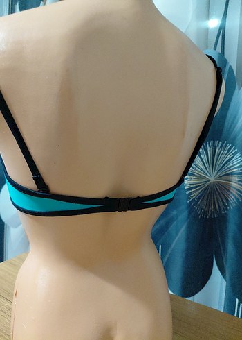 Turkuaz Siyah Detaylı Strappy Bikini Üstü - Görsel 2