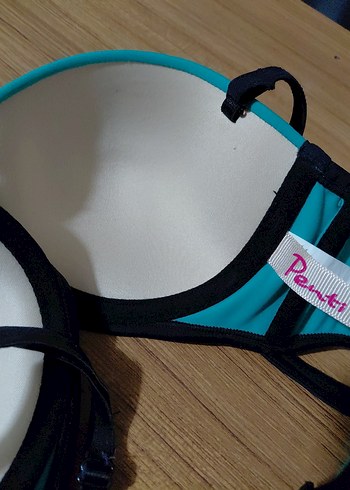 Turkuaz Siyah Detaylı Strappy Bikini Üstü - Görsel 5