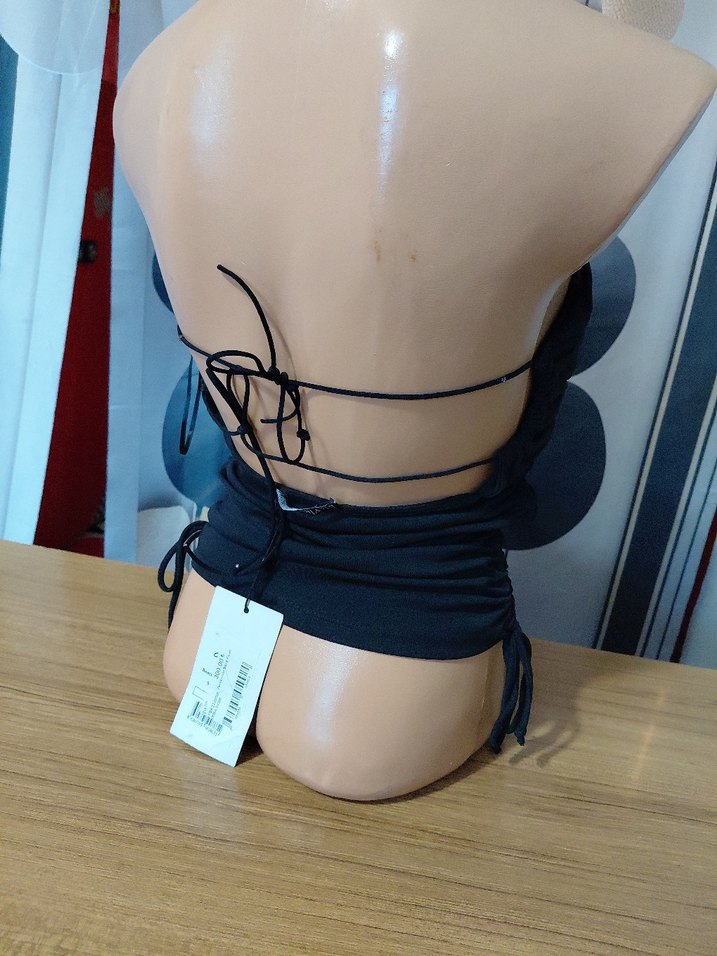 Siyah Straplez Gotik Mini Büstiyer - Görsel 3