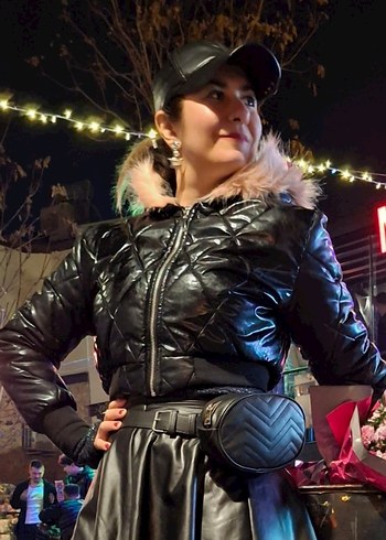 Kürk Detaylı Siyah Deri Kadın Kışlık Mont - Görsel 5