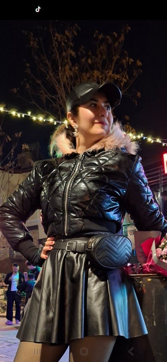 Kürk Detaylı Siyah Deri Kadın Kışlık Mont - Görsel 5