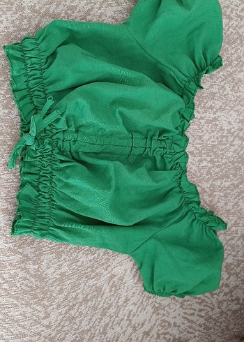 Yeşil Straplez Mini Bluz