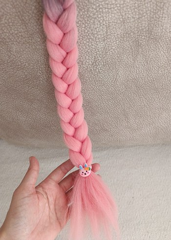 Pembe Örgülü Kask Aksesuarı - Görsel 4