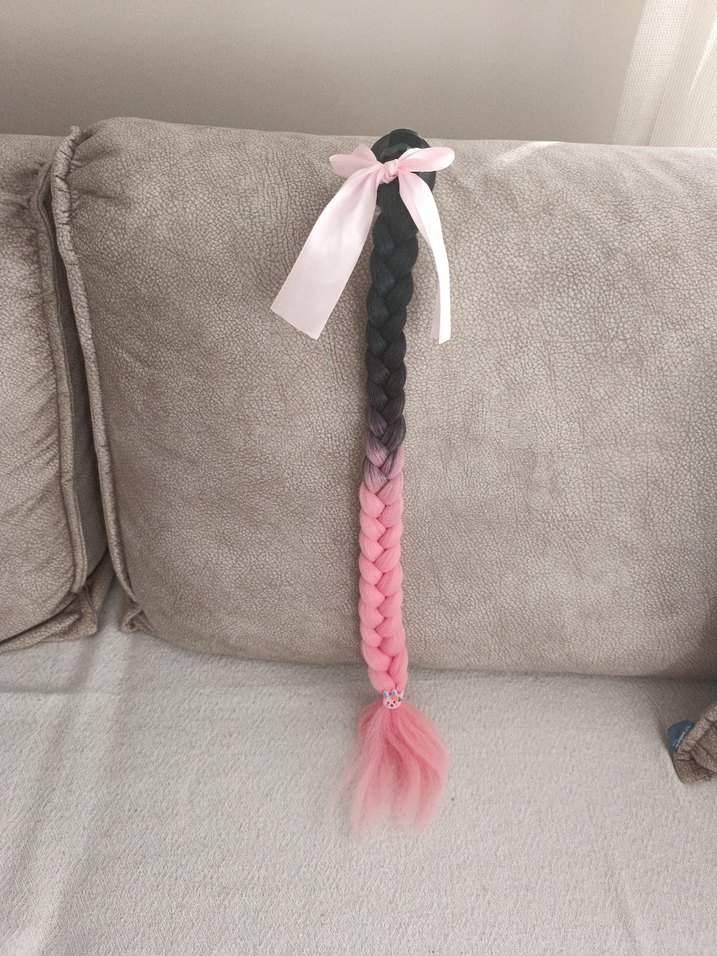 Pembe Örgülü Kask Aksesuarı - Görsel 2