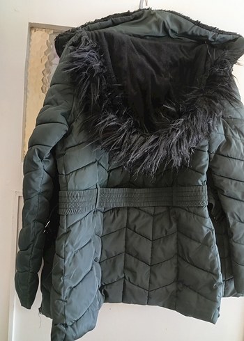 Yeşil Fermuarlı Kadın Kışlık Mont - Görsel 5