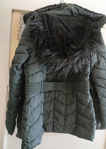 Yeşil Fermuarlı Kadın Kışlık Mont - Görsel 4