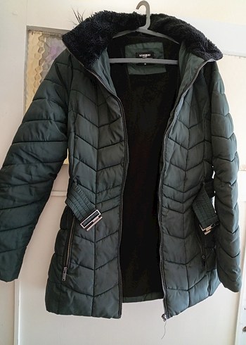 Yeşil Fermuarlı Kadın Kışlık Mont - Görsel 2