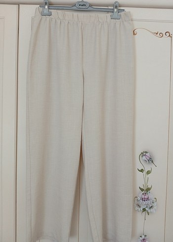 Bej Uzun Kollu Keten Tunik takım - Görsel 7